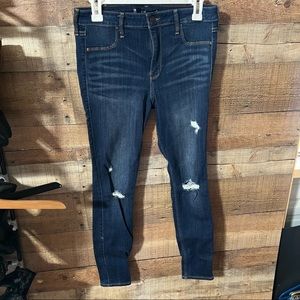 Hollister Dark Denim Skinny Blue Jeans High Rise 11r 30x28